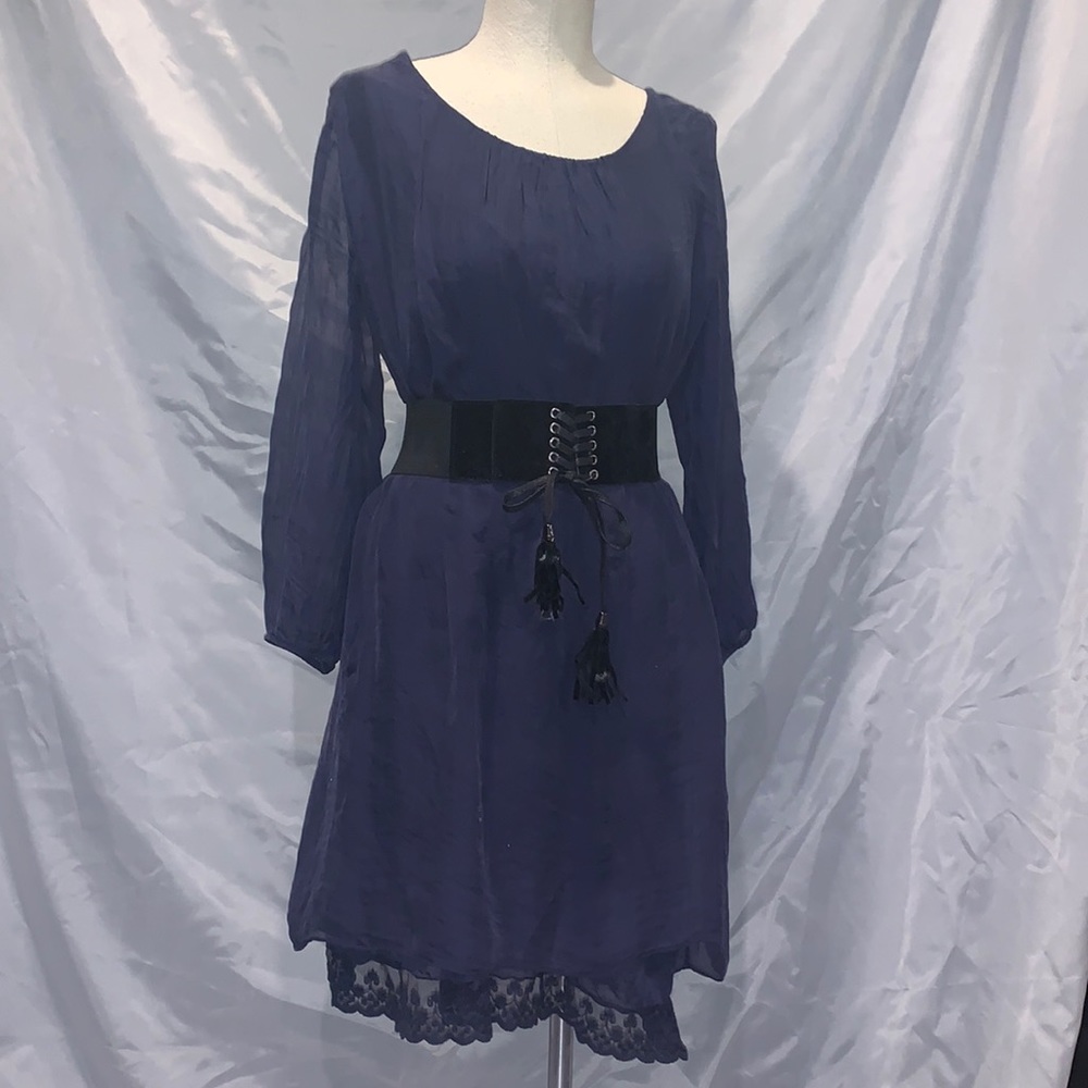 Navy silk dress
